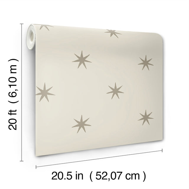 Star Splendor Wicker & Metallic Glint Peel & Stick Wallpaper with Bohemian Metallic Star Motif - York PSW1452RL