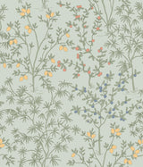 Lemon Grove Vintage Duck Egg Peel & Stick Wallpaper with Botanical Citrus Motif - York PSW1453RL