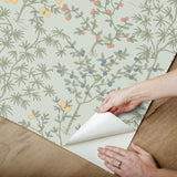Lemon Grove Vintage Duck Egg Peel & Stick Wallpaper with Botanical Citrus Motif - York PSW1453RL