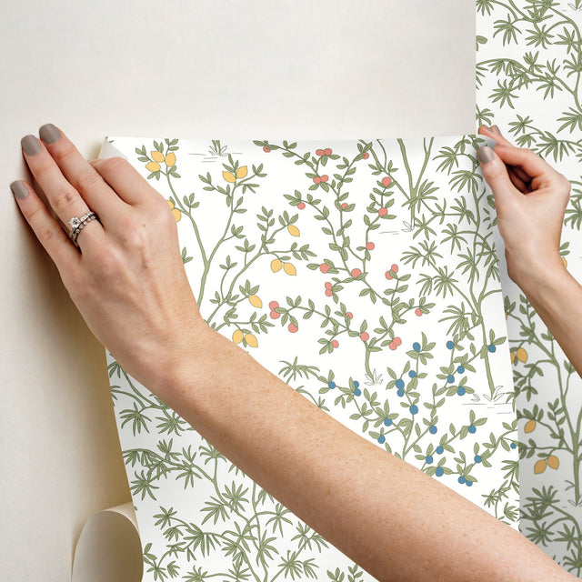 Lemon Grove White Peel & Stick Wallpaper