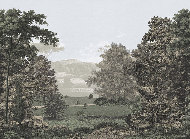 Scenic Pastures Morning Light Peel & Stick Mural with Botanical Vintage Landscape - York PSW1456M