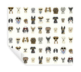 Dog Days Multi White Peel & Stick Wallpaper with Novelty Dog Pattern - York PSW1461RL