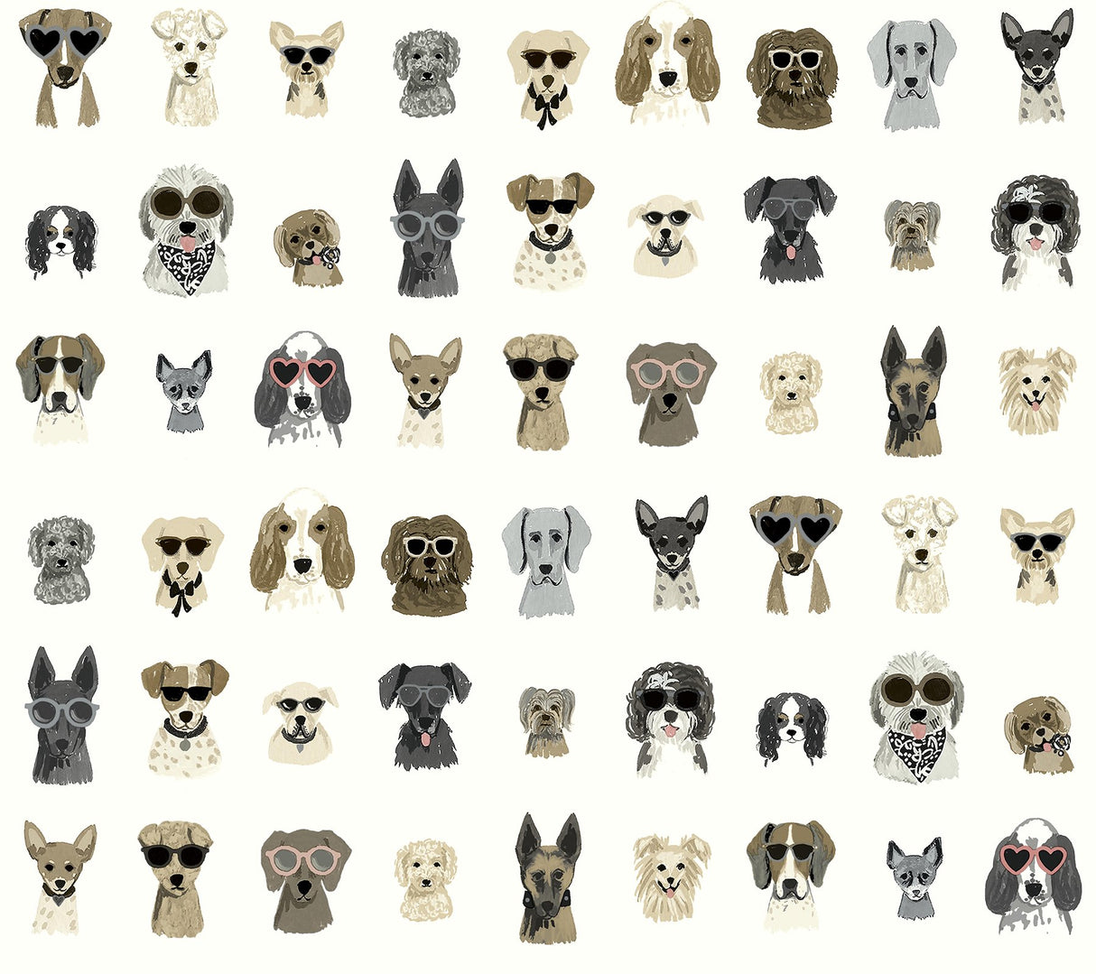 Dog Days Grey Peel & Stick Wallpaper with Novelty Dog Illustrations - York PSW1462RL