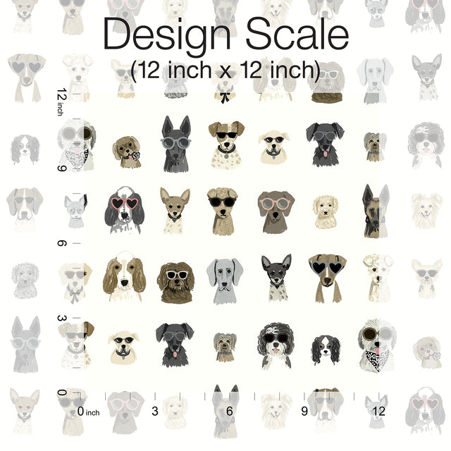 Dog Days Grey Peel & Stick Wallpaper with Novelty Dog Illustrations - York PSW1462RL