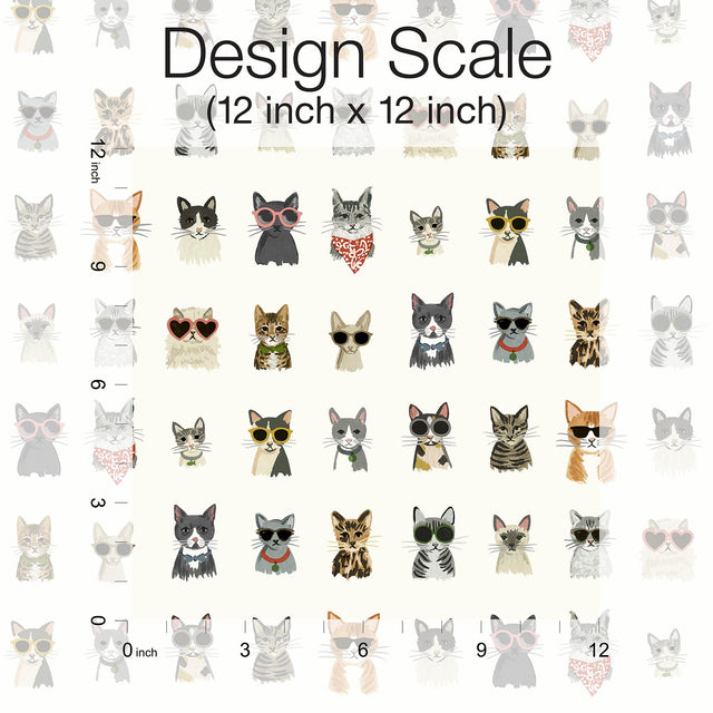 Cool Cats Multi White Peel & Stick Wallpaper with Novelty Cat Pattern - York PSW1463RL