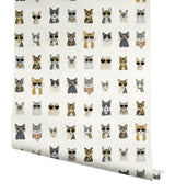 Cool Cats Grey & Gold Peel & Stick Wallpaper with Novelty Cat Portrait Pattern - York PSW1464RL