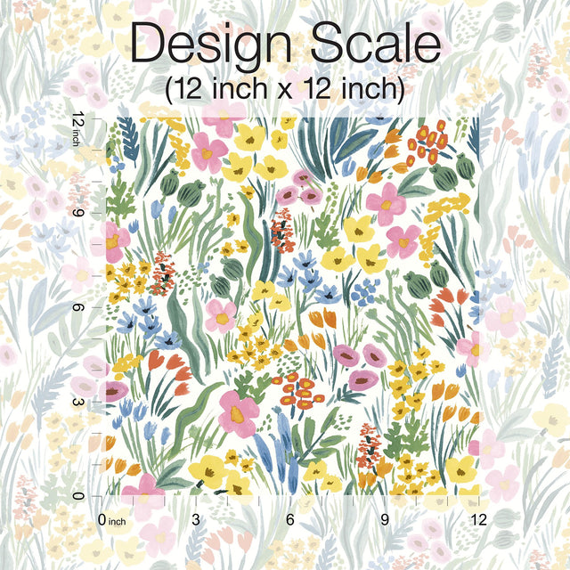 Lea White Peel & Stick Wallpaper with Botanical Floral Pattern - York PSW1465RL