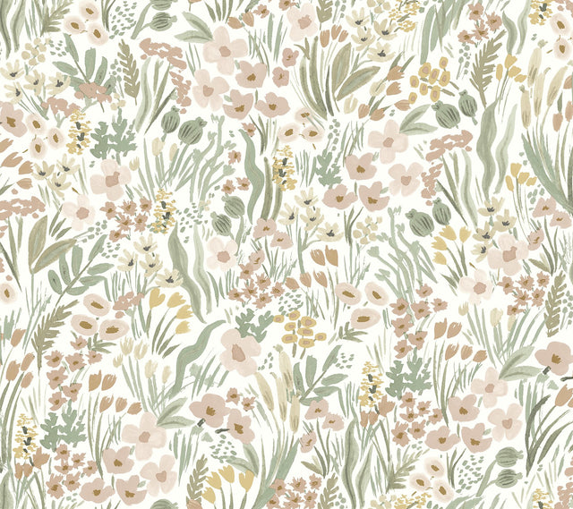 Lea Blush Peel & Stick Wallpaper with Botanical Floral Pattern - York PSW1466RL