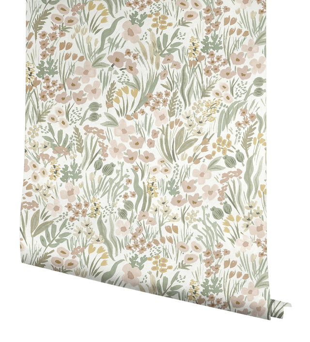 Lea Blush Peel & Stick Wallpaper with Botanical Floral Pattern - York PSW1466RL