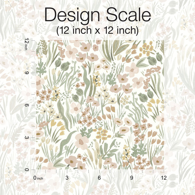 Lea Blush Peel & Stick Wallpaper with Botanical Floral Pattern - York PSW1466RL