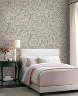 Lea Linen Peel & Stick Wallpaper with Botanical Floral Motif - York PSW1467RL