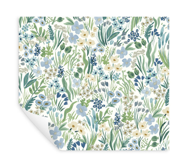 Lea Indigo Peel & Stick Wallpaper with Botanical Ivy/Vines Motif - York PSW1468RL