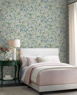 Lea Indigo Peel & Stick Wallpaper with Botanical Ivy/Vines Motif - York PSW1468RL