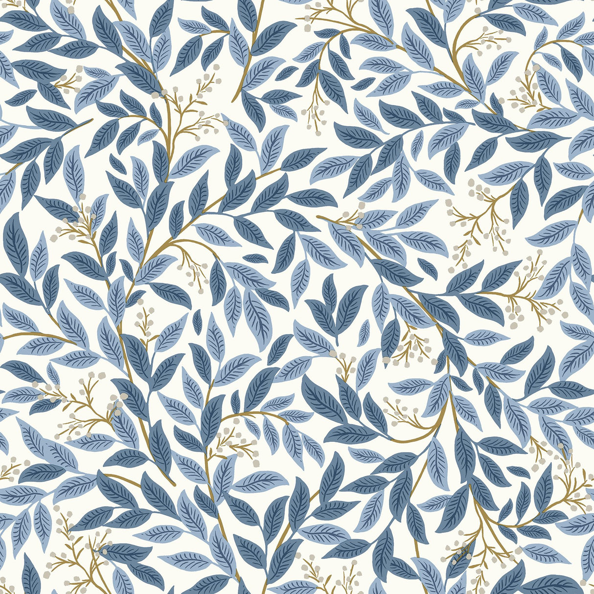 Willowberry Blue & White Peel & Stick Wallpaper with Botanical Ivy Vines Pattern - York PSW1469RL
