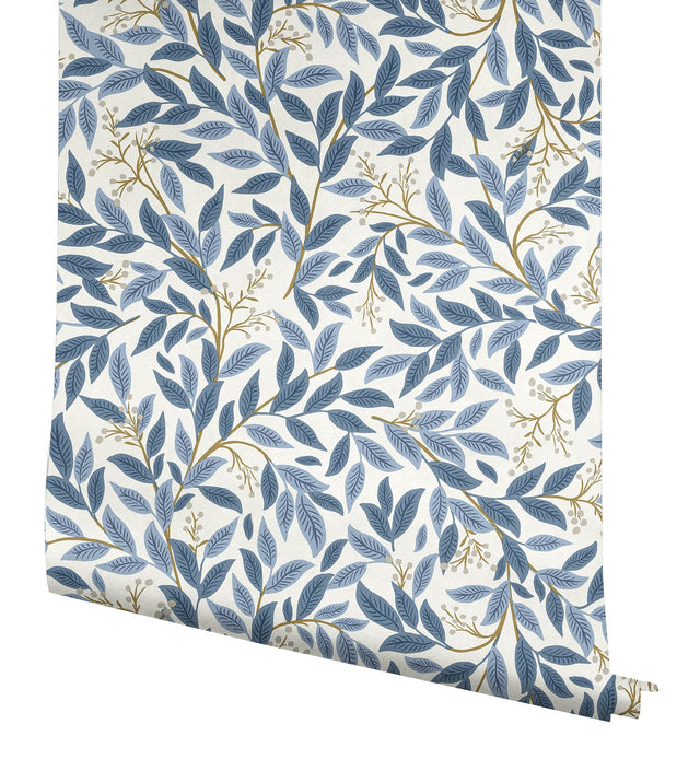 Willowberry Blue & White Peel & Stick Wallpaper with Botanical Ivy Vines Pattern - York PSW1469RL