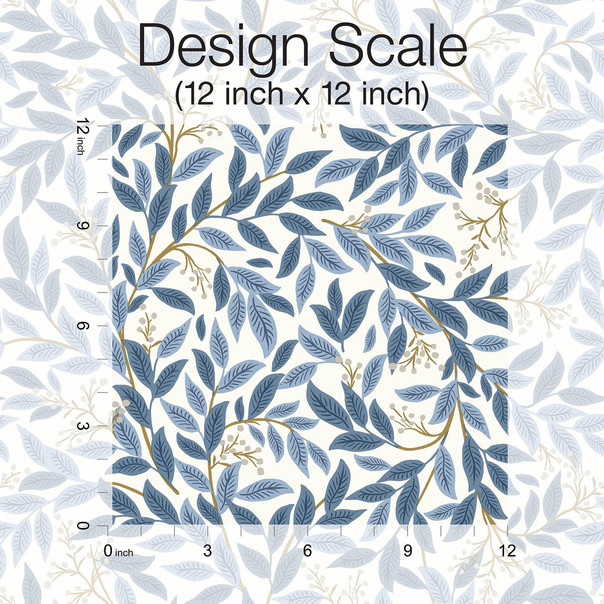 Willowberry Blue & White Peel & Stick Wallpaper with Botanical Ivy Vines Pattern - York PSW1469RL