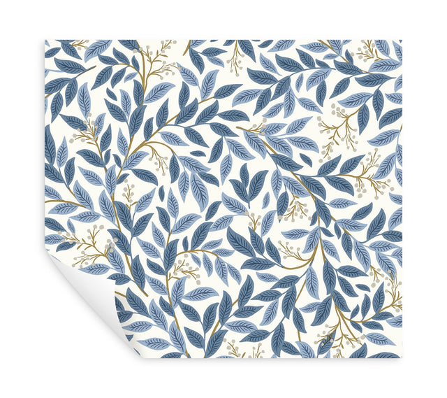 Willowberry Blue & White Peel & Stick Wallpaper with Botanical Ivy Vines Pattern - York PSW1469RL