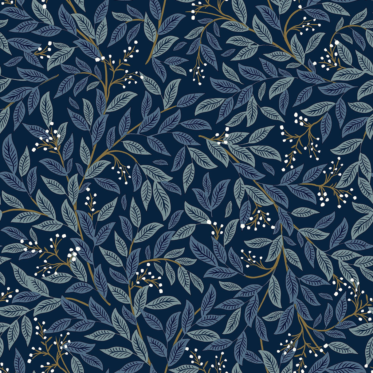 Willowberry Navy Peel & Stick Wallpaper with Botanical Berry Vines - York PSW1470RL