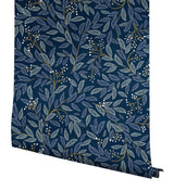 Willowberry Navy Peel & Stick Wallpaper with Botanical Berry Vines - York PSW1470RL