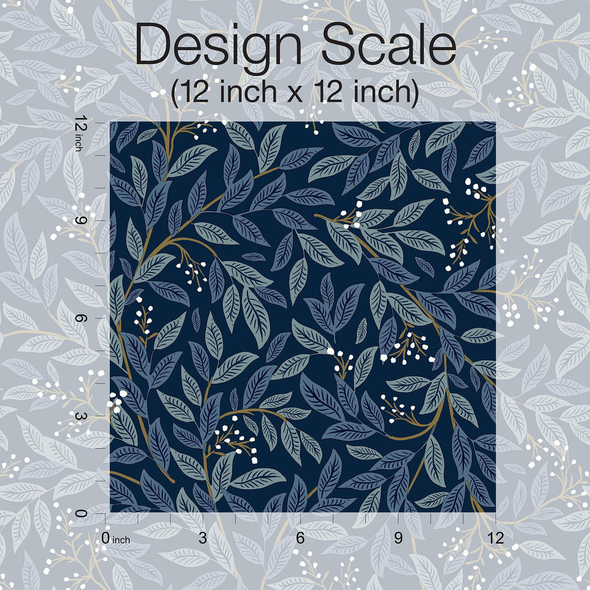 Willowberry Navy Peel & Stick Wallpaper with Botanical Berry Vines - York PSW1470RL