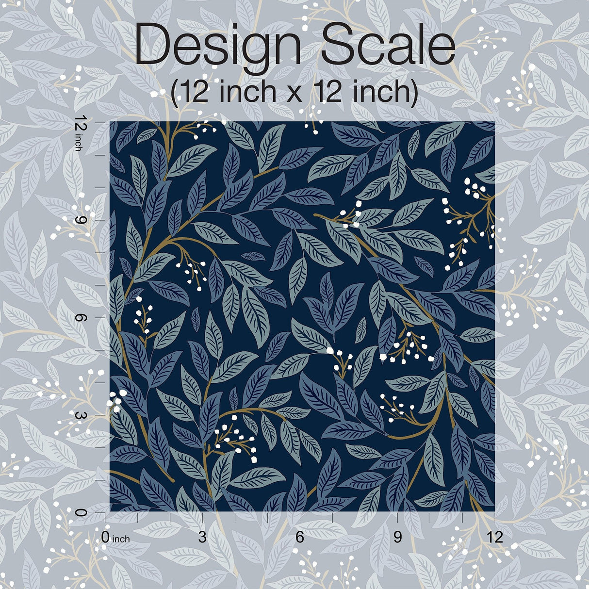 Willowberry Navy Peel & Stick Wallpaper with Botanical Berry Vines - York PSW1470RL SAMPLE