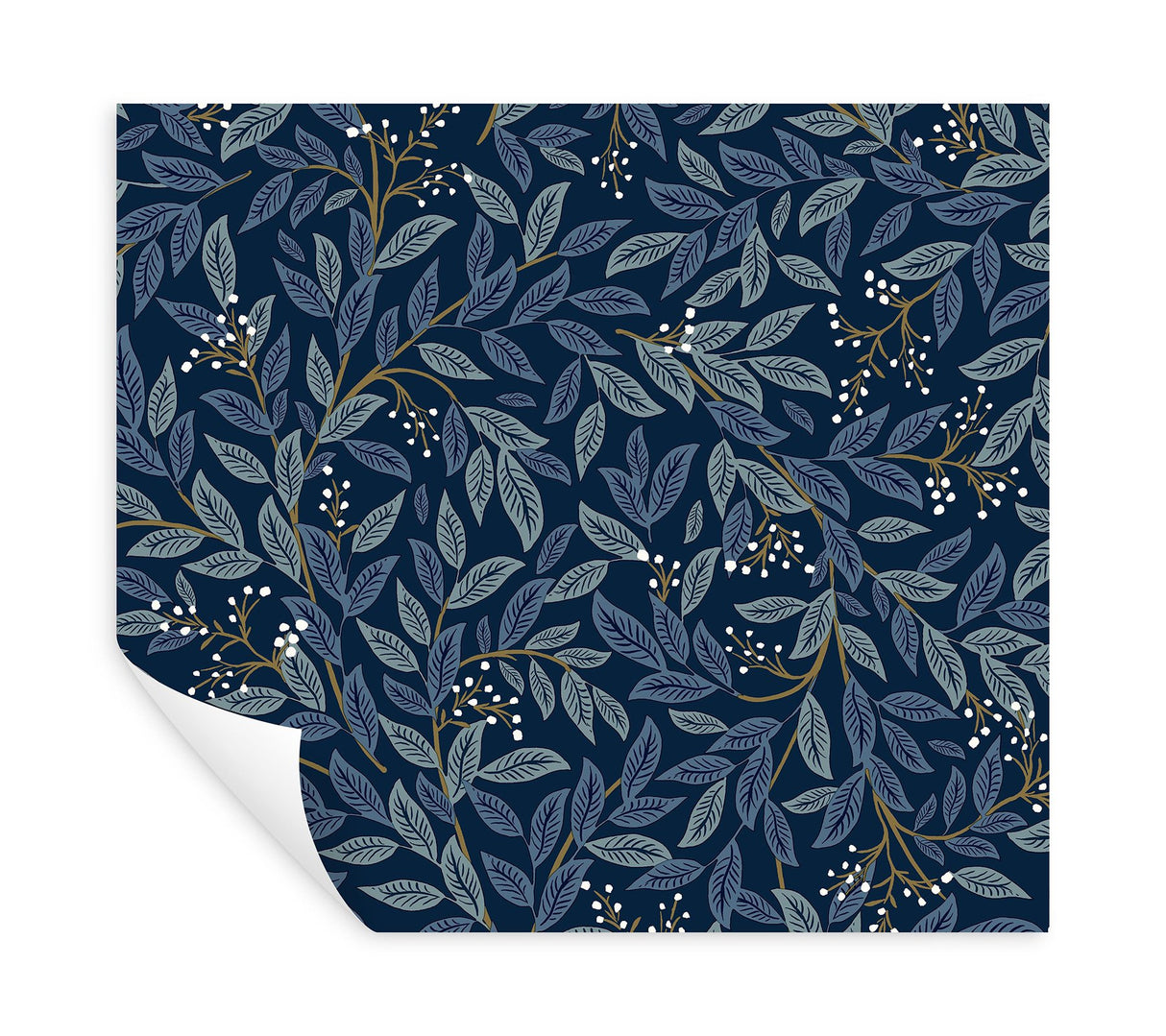 Willowberry Navy Peel & Stick Wallpaper with Botanical Berry Vines - York PSW1470RL