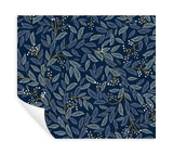 Willowberry Navy Peel & Stick Wallpaper with Botanical Berry Vines - York PSW1470RL