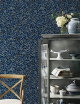 Willowberry Navy Peel & Stick Wallpaper with Botanical Berry Vines - York PSW1470RL