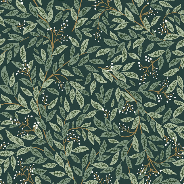 Willowberry Emerald Peel & Stick Wallpaper with Botanical Ivy Vines Pattern - York PSW1471RL
