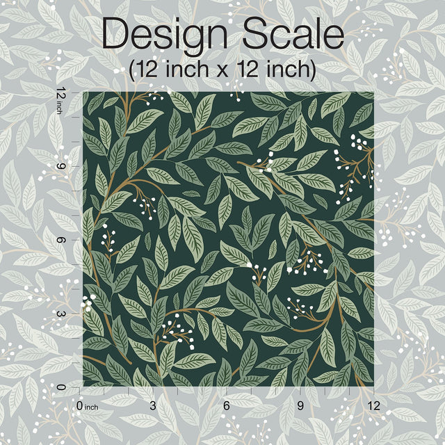 Willowberry Emerald Peel & Stick Wallpaper with Botanical Ivy Vines Pattern - York PSW1471RL