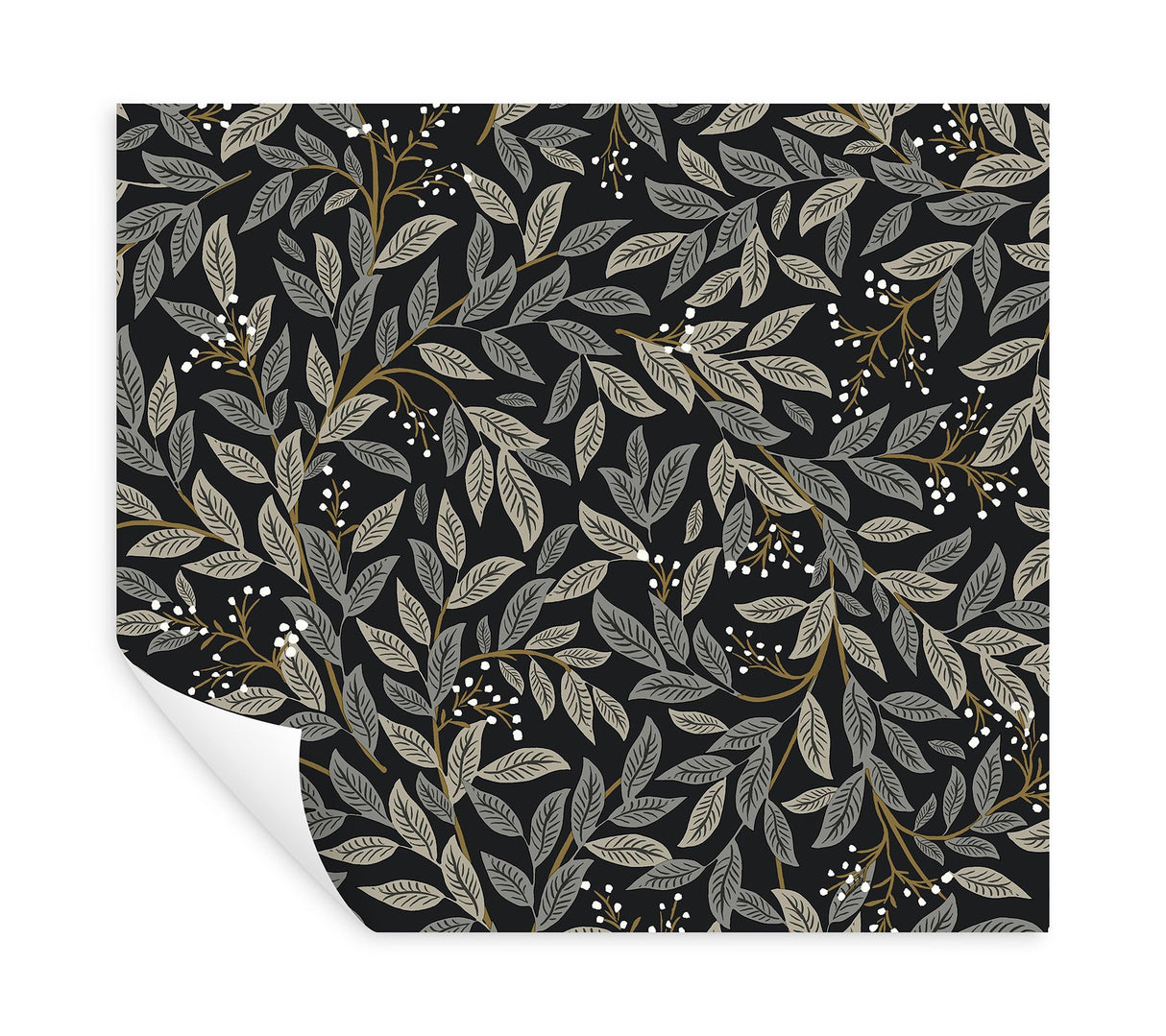 Willowberry Black Peel & Stick Wallpaper with Botanical Ivy/Vines Motif - York PSW1472RL