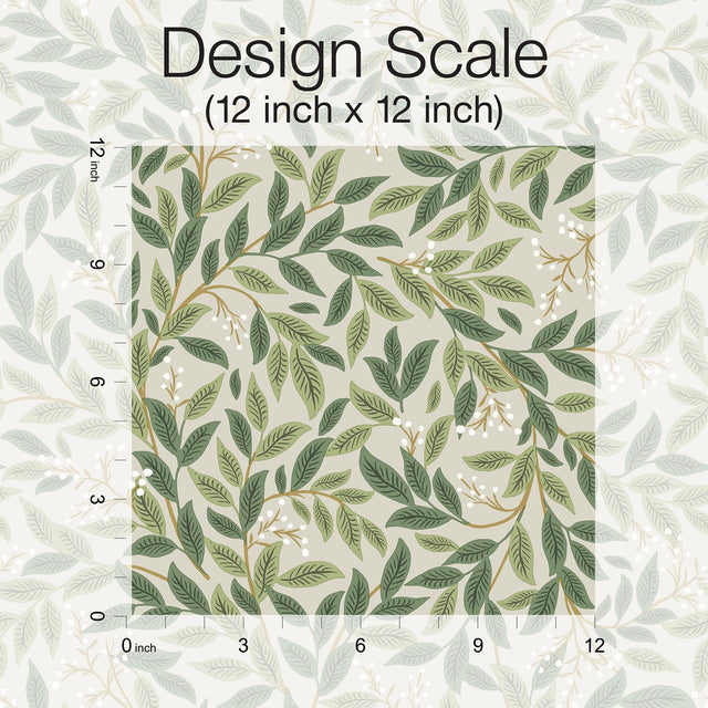 Willowberry Linen Peel & Stick Wallpaper with Botanical Vines Pattern - York PSW1473RL