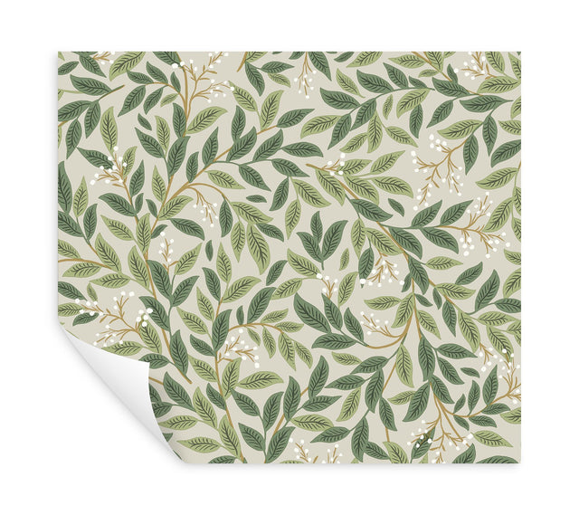Willowberry Linen Peel & Stick Wallpaper with Botanical Vines Pattern - York PSW1473RL