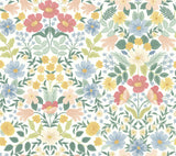 Bramble Garden Pastel Multi Peel & Stick Wallpaper with Floral Symmetry Pattern - York PSW1474RL