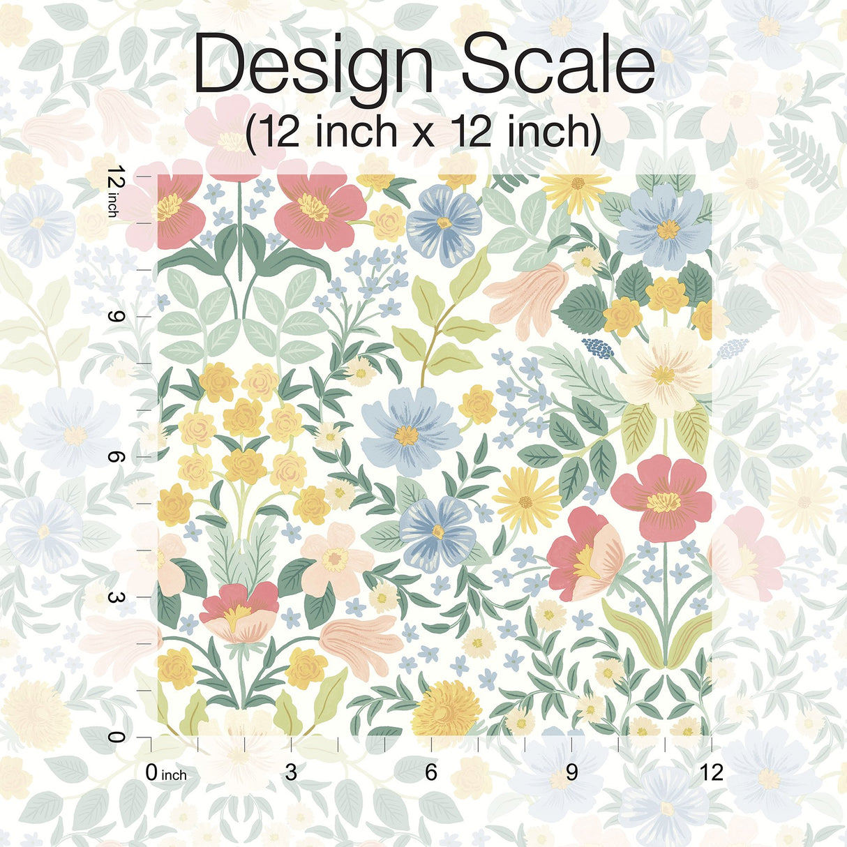 Bramble Garden Pastel Multi Peel & Stick Wallpaper with Floral Symmetry Pattern - York PSW1474RL