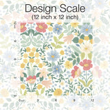 Bramble Garden Pastel Multi Peel & Stick Wallpaper with Floral Symmetry Pattern - York PSW1474RL
