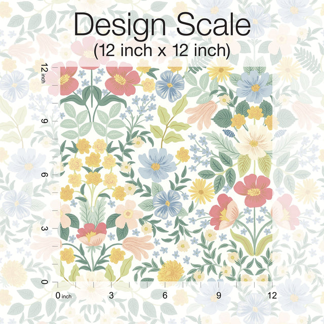 Bramble Garden Pastel Multi Peel & Stick Wallpaper with Floral Symmetry Pattern - York PSW1474RL