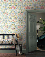 Bramble Garden Pastel Multi Peel & Stick Wallpaper with Floral Symmetry Pattern - York PSW1474RL