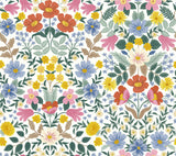 Bramble Garden White Peel & Stick Wallpaper with Floral Mirror Motif - York PSW1475RL