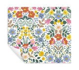 Bramble Garden White Peel & Stick Wallpaper with Floral Mirror Motif - York PSW1475RL