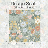 Bramble Garden Sage Peel & Stick Wallpaper with Floral Motif - York PSW1476RL