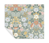 Bramble Garden Sage Peel & Stick Wallpaper with Floral Motif - York PSW1476RL