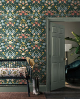 Bramble Garden Emerald Peel & Stick Wallpaper with Floral Motif - York PSW1477RL