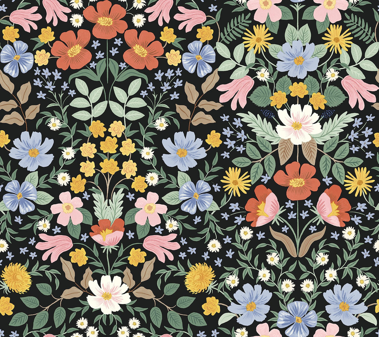 Bramble Garden Black Peel & Stick Floral Wallpaper - York PSW1478RL