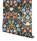Bramble Garden Black Peel & Stick Floral Wallpaper - York PSW1478RL