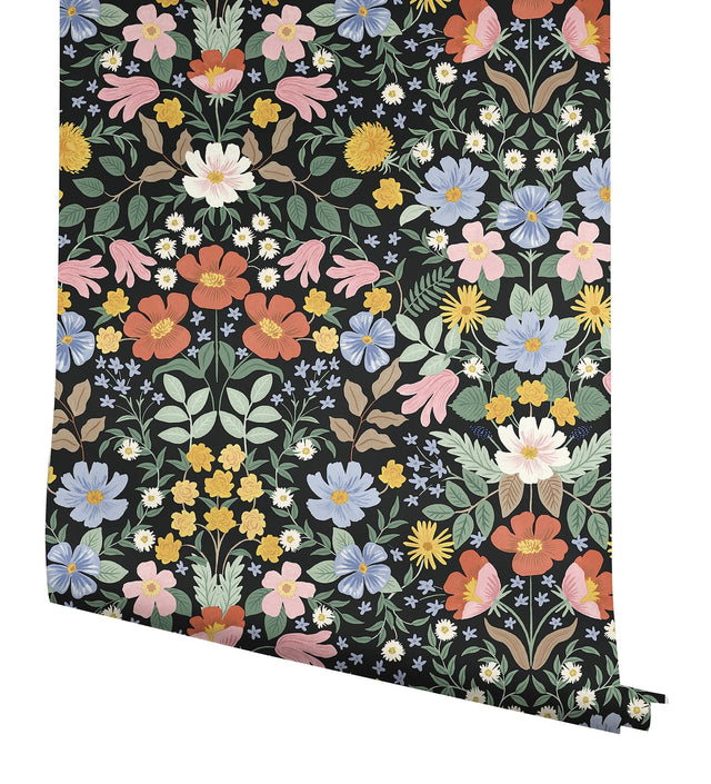 Bramble Garden Black Peel & Stick Floral Wallpaper - York PSW1478RL