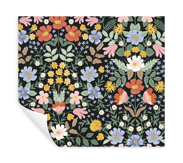 Bramble Garden Black Peel & Stick Floral Wallpaper - York PSW1478RL