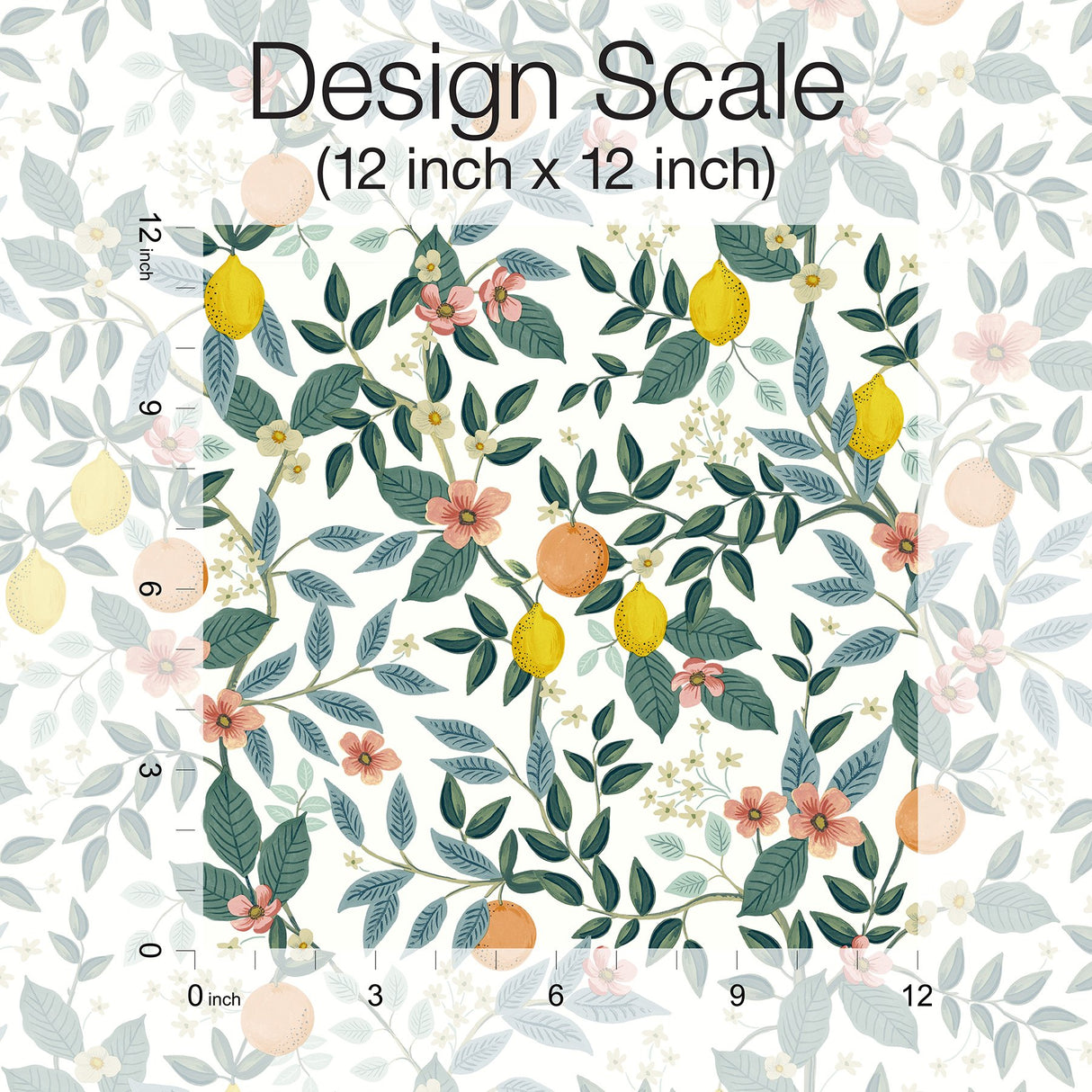 Citrus Grove White Peel & Stick Wallpaper with Botanical Citrus Motif - York PSW1479RL