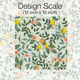 Citrus Grove Mint Peel & Stick Wallpaper with Botanical Citrus Motif - York PSW1480RL