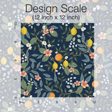 Citrus Grove Navy Peel & Stick Wallpaper with Botanical Citrus Motif - York PSW1481RL